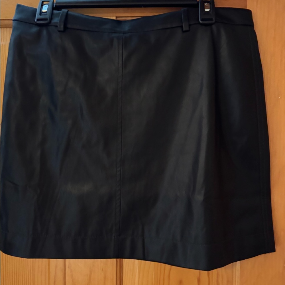 Leather (faux) Mini Skirt—J Crew.  Black.  Flattering straight fit.  NWT